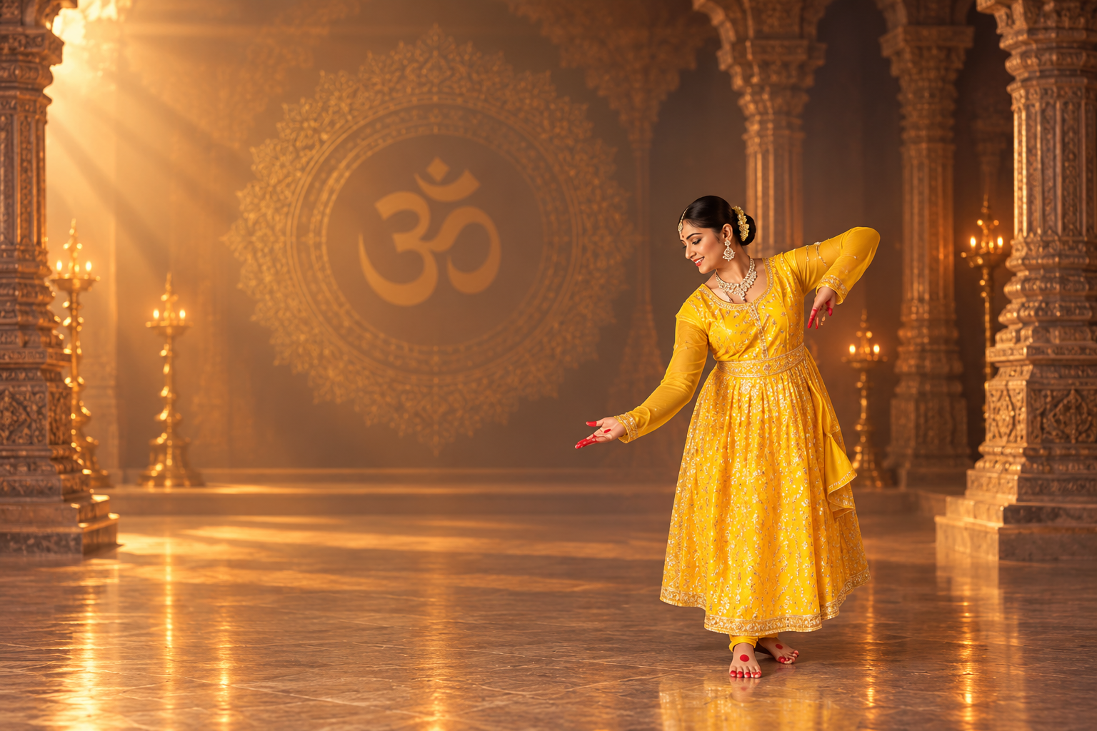 Sonia Mahajan in Kathak pose with ghungroo